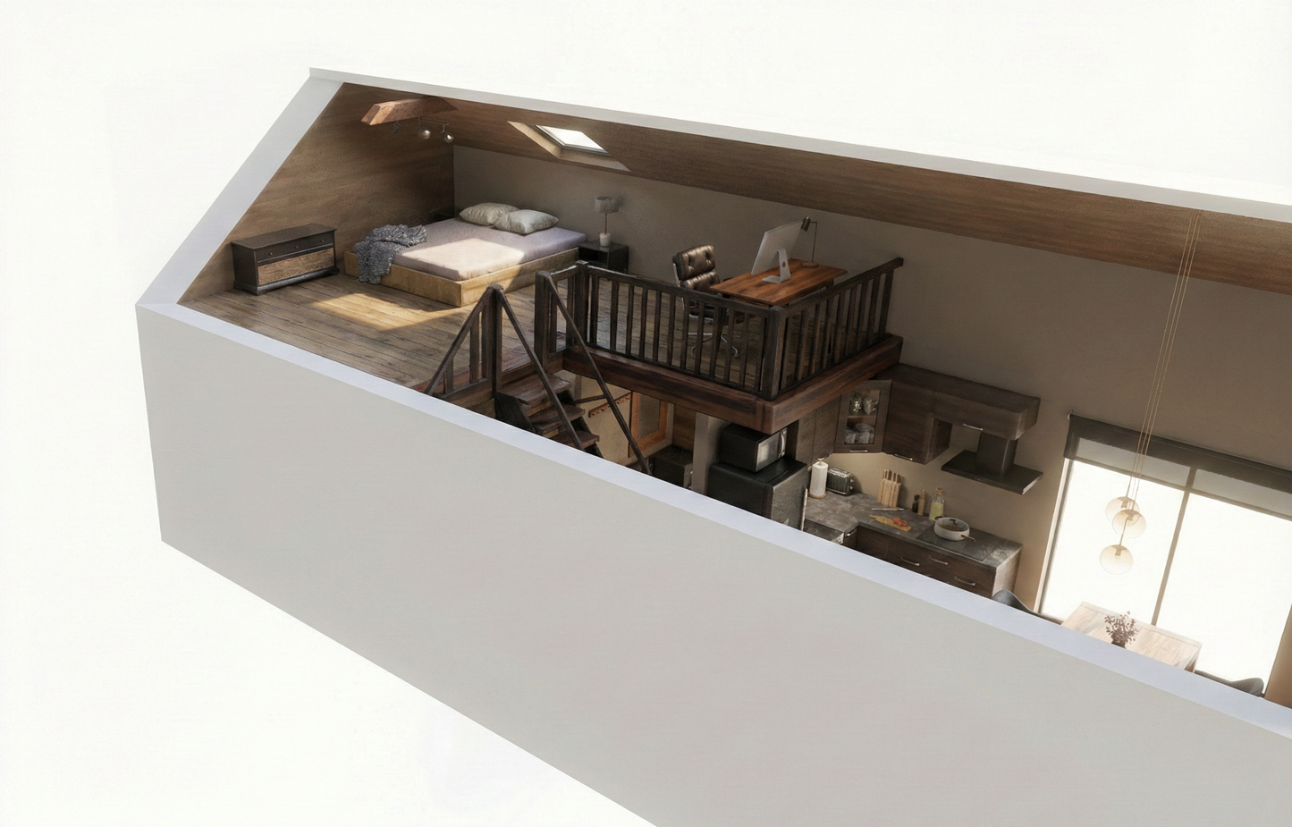 Moodulmaja "Moderna" teise korruse või pööningu visualiseerimine