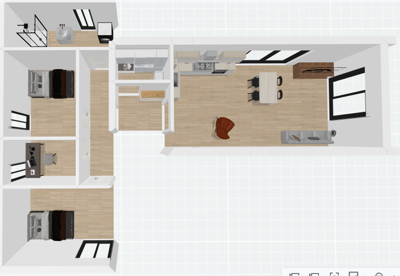 Koka karkasa moduļu mājas plānojums